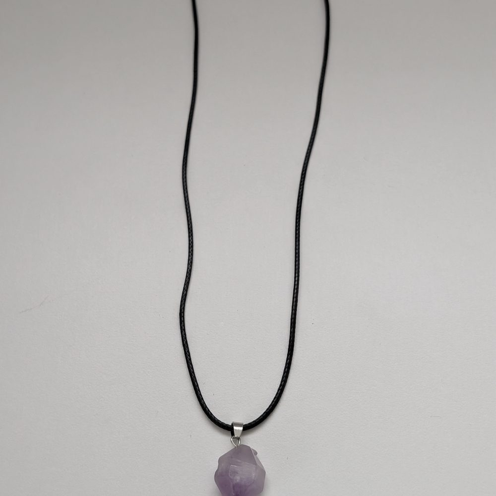 Amethyst Pendant Necklace on Black Cord - Picture 3 of 3